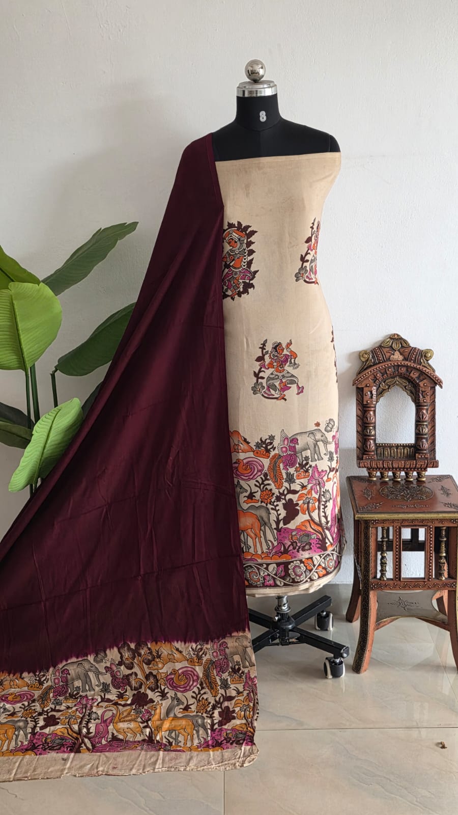 Penkalamkari inspired chennuri silk salwar set-SV3 - Image 2