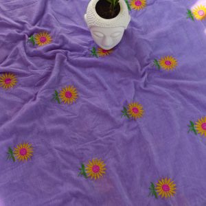 Sunflower embroidery mul cotton saree-MK134