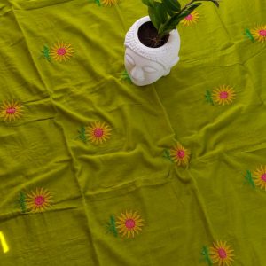 Sunflower embroidery mul cotton saree-MK135