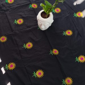 Sunflower embroidery mul cotton saree-MK137