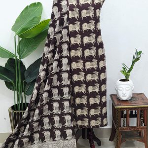 Kalamkari cotton 2 pcs set-AS39(coffee brown)