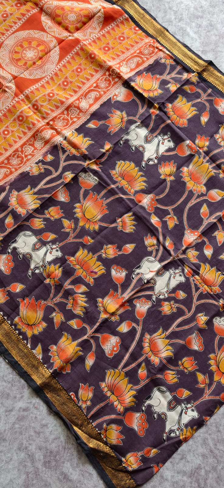 Raw silk top with chennuri silk kalamkari Dupatta-ZY105 - Image 2