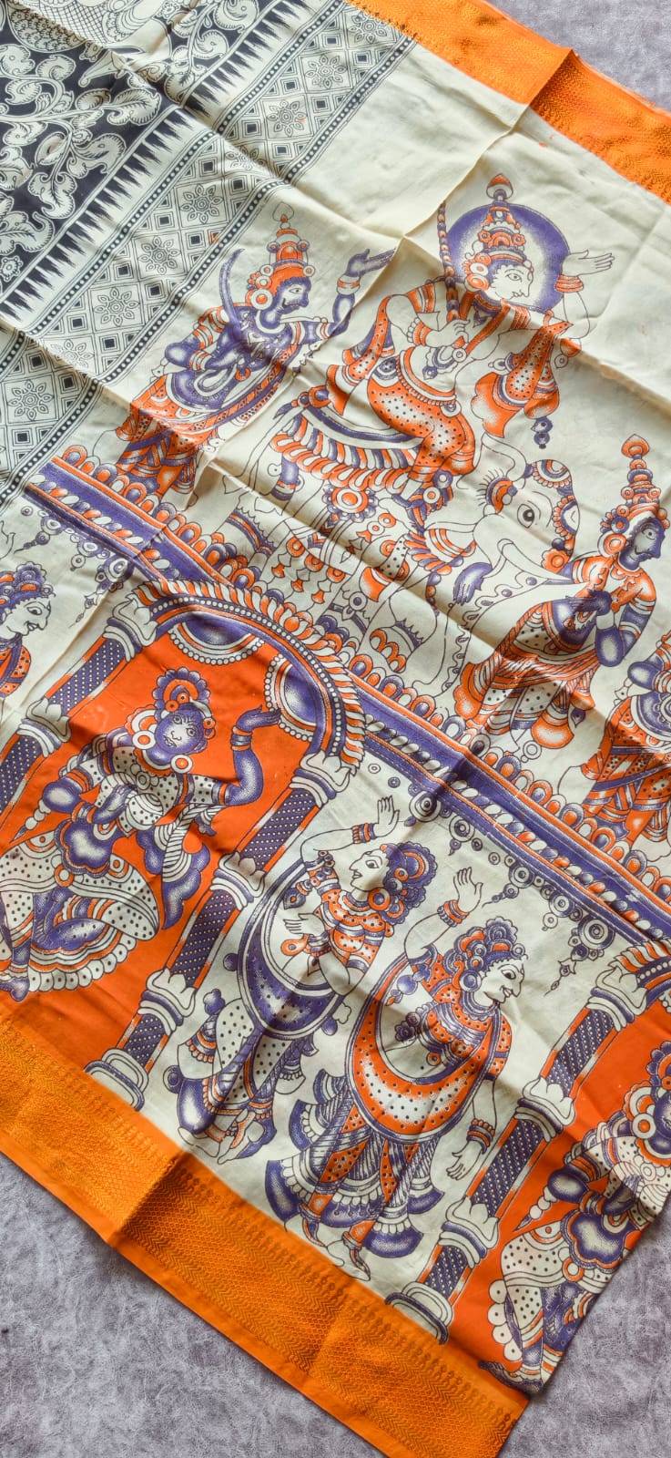 Raw silk top with chennuri silk kalamkari Dupatta-ZY106 - Image 2