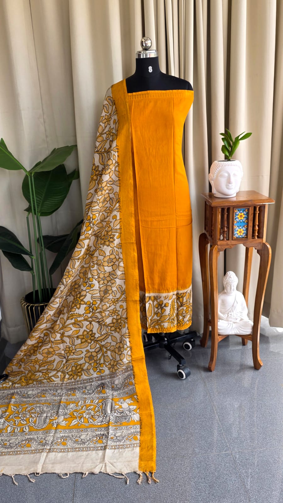 Gap border kalamkari Mangalagiri silk salwar salwar(3m)-GD6 - Image 2