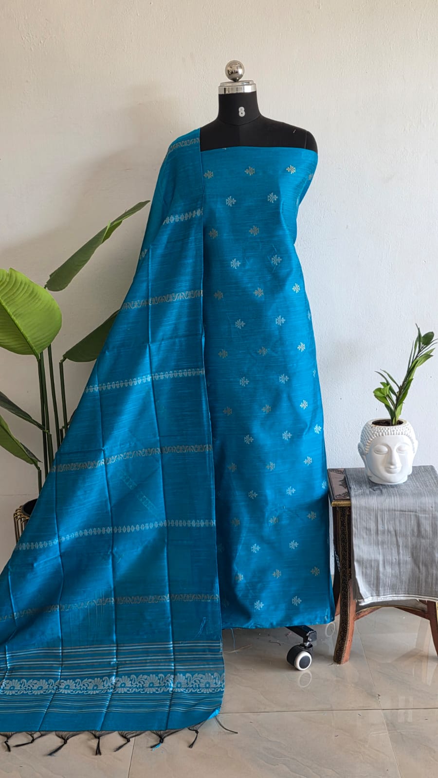 Semi raw silk top with Jacquard weaves dupatta-ZH148