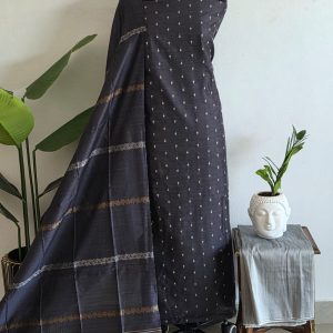 Semi raw silk top with Jacquard weaves dupatta-ZH154