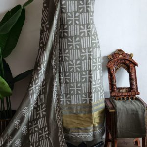 Batik Gajji silk Salwar (Grey)-BK6