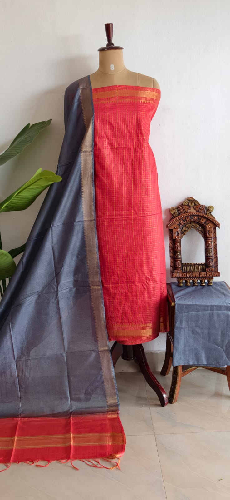 Semi mangalagiri cotton silk 3 piece set-NX8 - Image 3