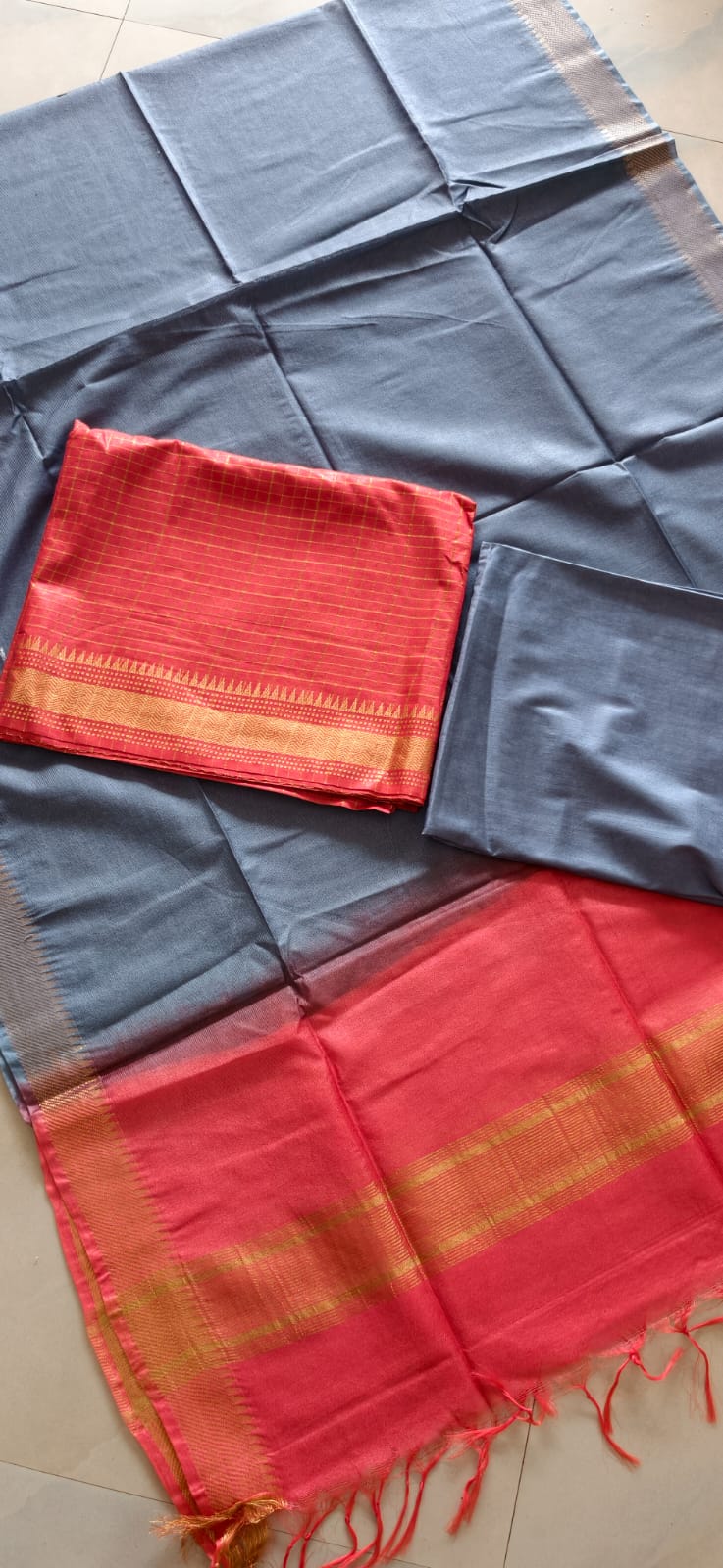 Semi mangalagiri cotton silk 3 piece set-NX8