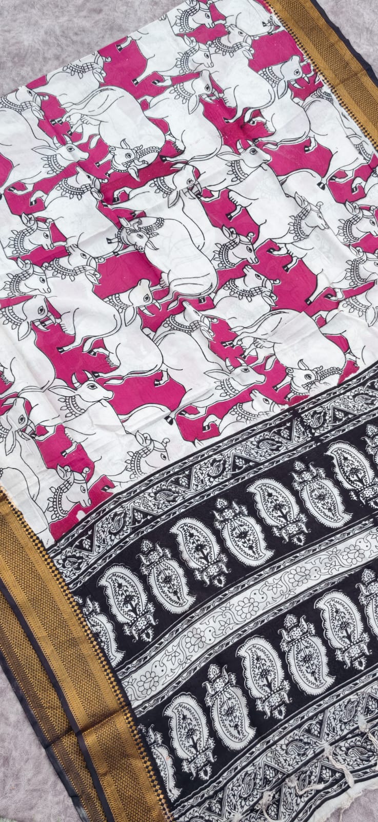 Raw silk top with chennuri silk kalamkari duppata-BS4 - Image 2