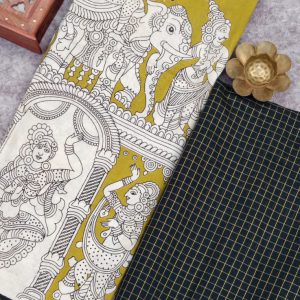 Raw silk top with chennuri silk kalamkari duppata-BS5