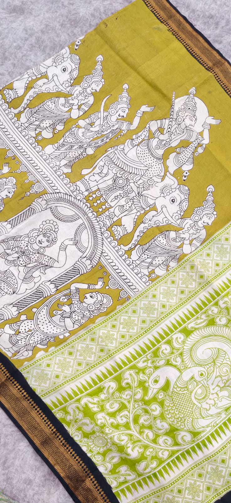 Raw silk top with chennuri silk kalamkari duppata-BS5 - Image 2