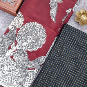 Raw silk top with chennuri silk kalamkari duppata-BS6