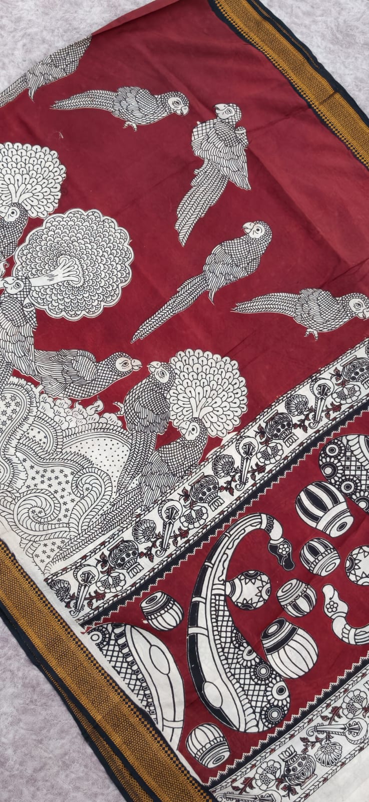 Raw silk top with chennuri silk kalamkari duppata-BS6 - Image 2
