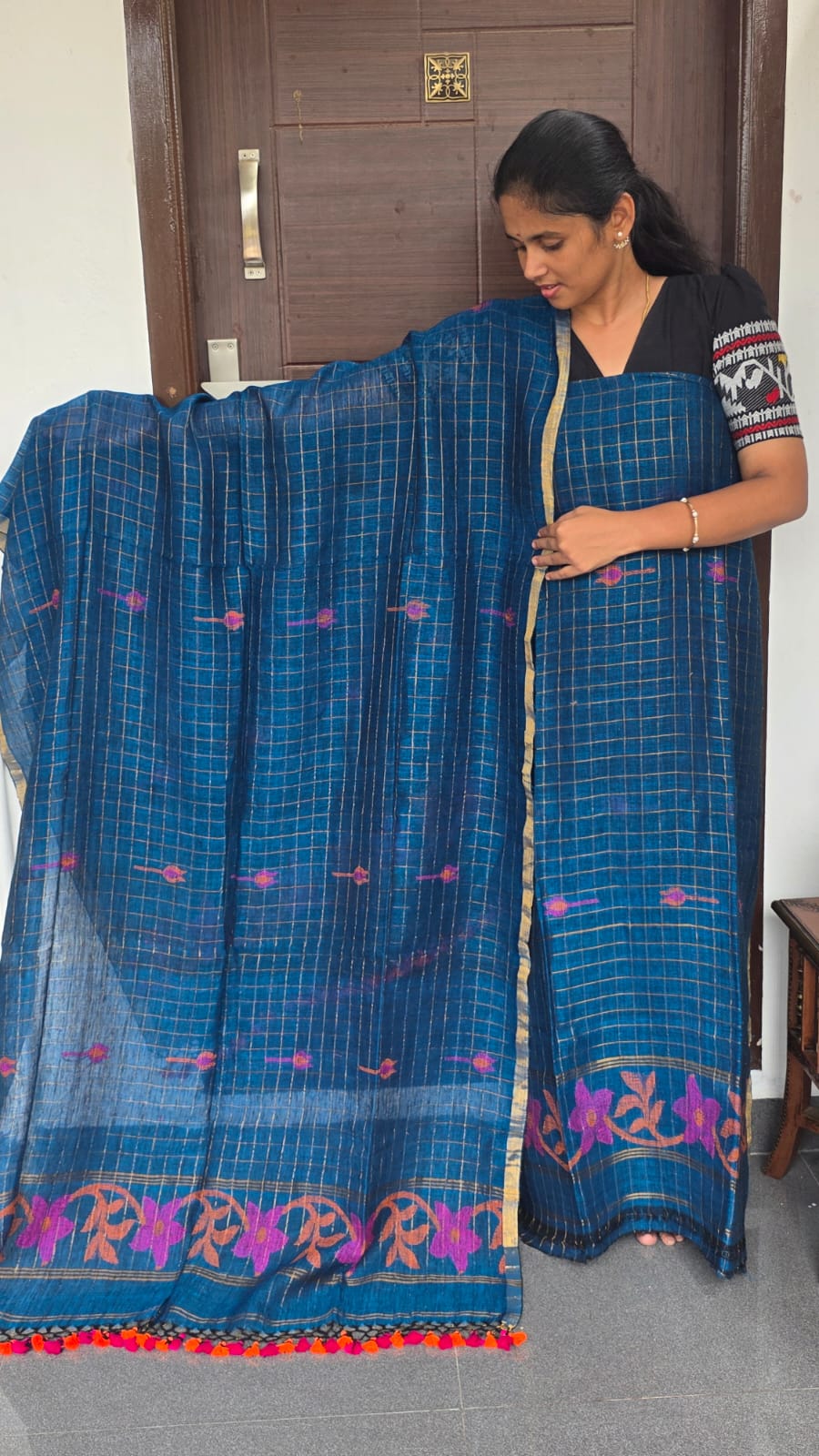 Premium handwoven linen checks -WN123
