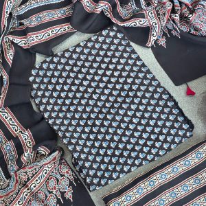 Handcrafted Ajrakh modal silk suit-UV1