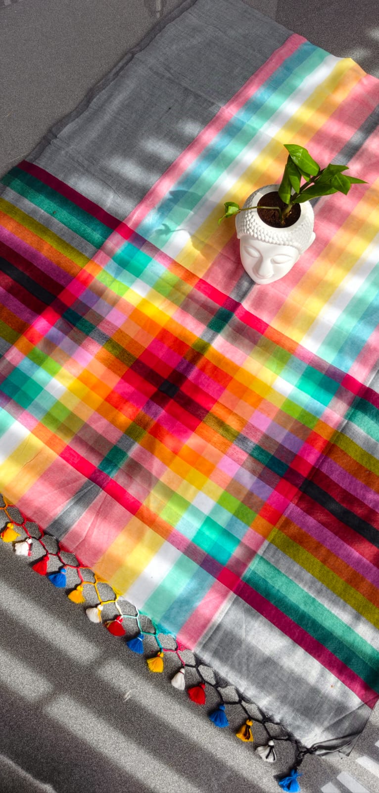 Rainbow mul cotton saree-MK168