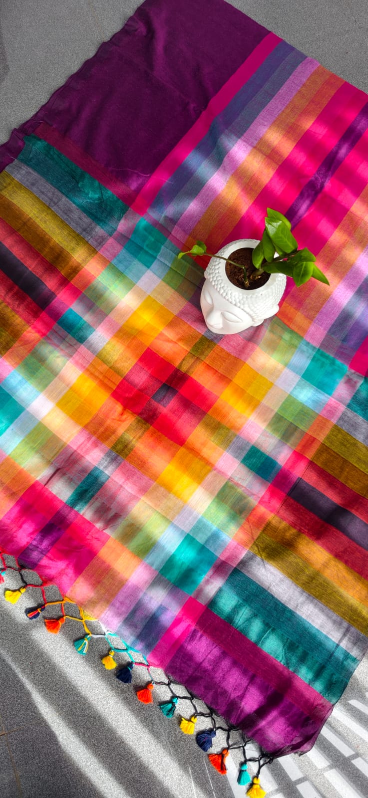 Rainbow mul cotton saree -MK172