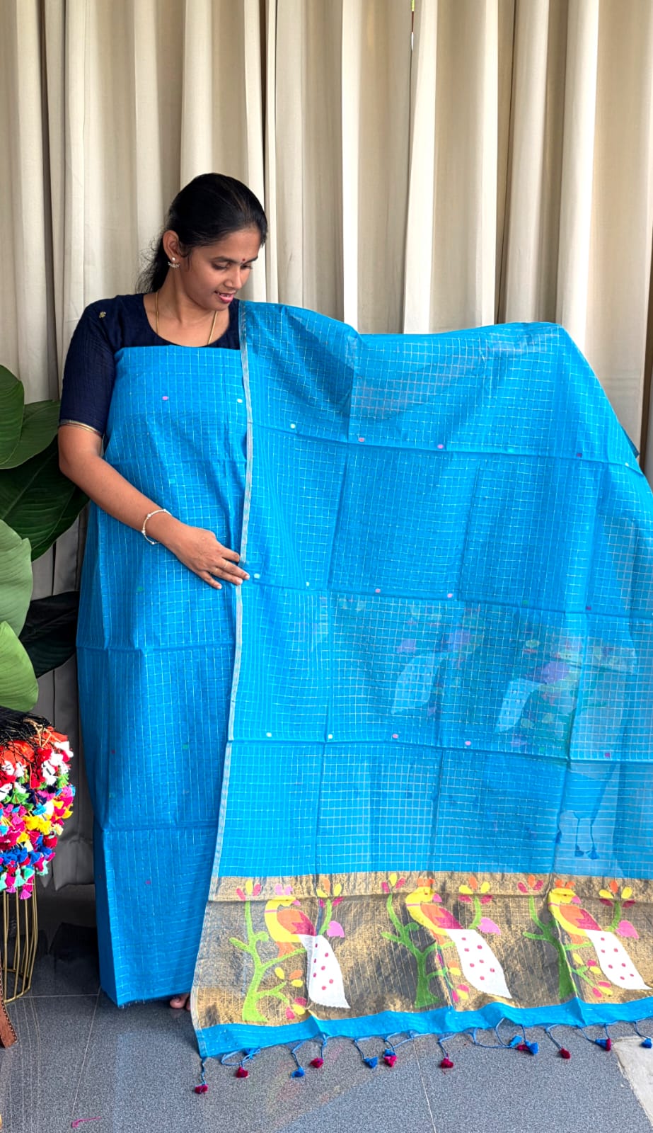 Handwoven muslin checks salwar-WN182