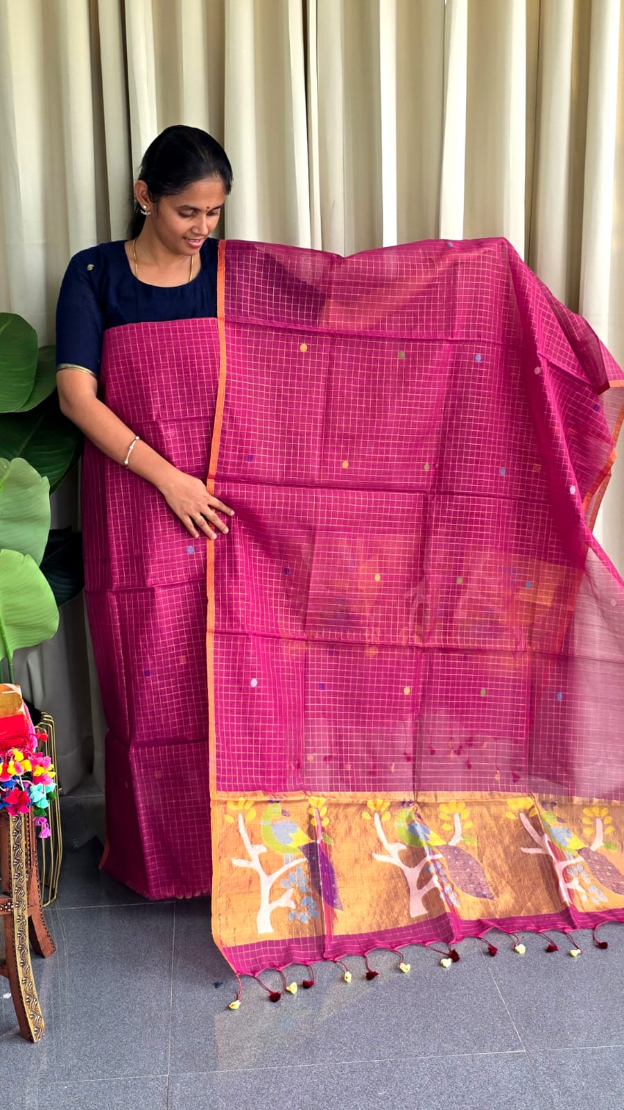 Premium handwoven muslim checks salwar-WN195