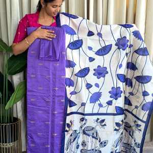 Semi raw silk  with tussar silk dupatta-TD5