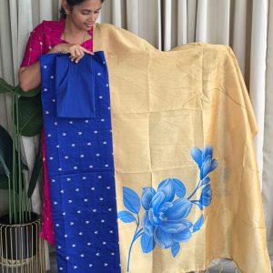 Semi raw silk  with tussar silk dupatta-TD24