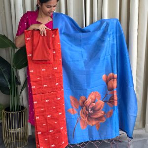 Semi raw silk with tussar silk dupatta -TD25