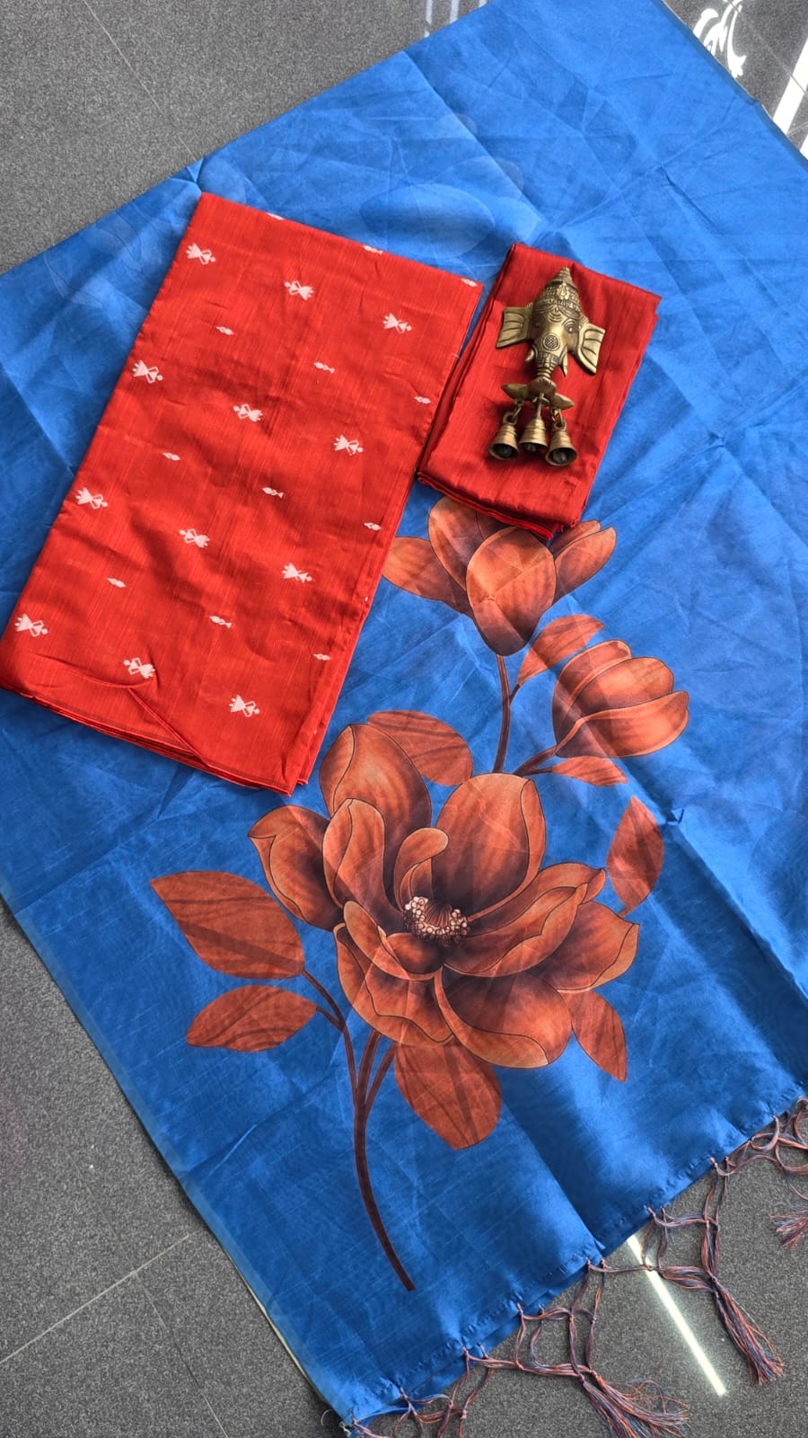 Semi raw silk with tussar silk dupatta -TD25 - Image 2