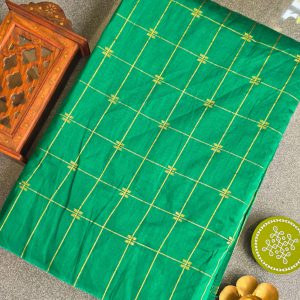 Semi Raw silk running material(1m)(Bottle green)-HZ6