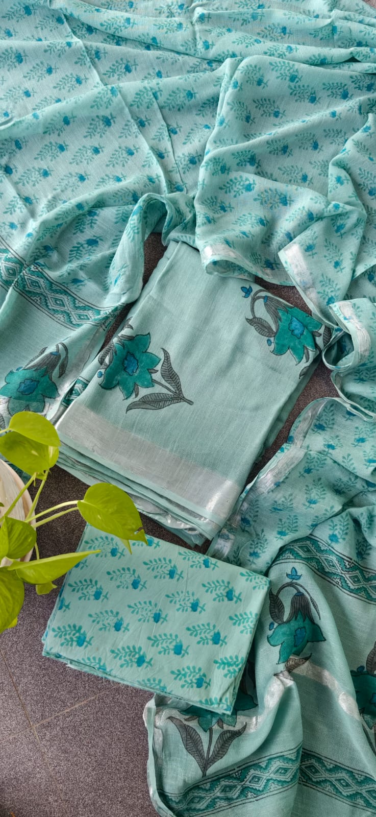 Handblock Jaipur linen salwar-BE34