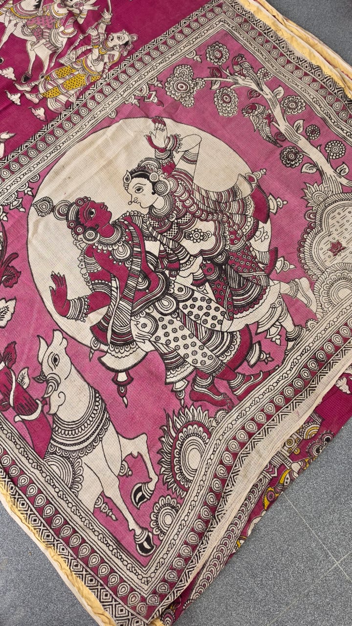 Kalamkari kota cotton saree-XG80 - Image 3
