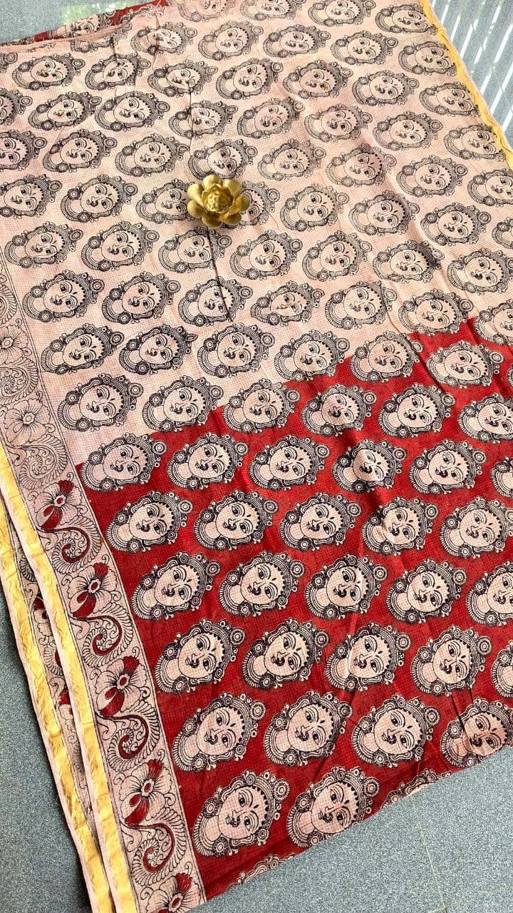 Kalamkari kota cotton saree-XG87 - Image 3