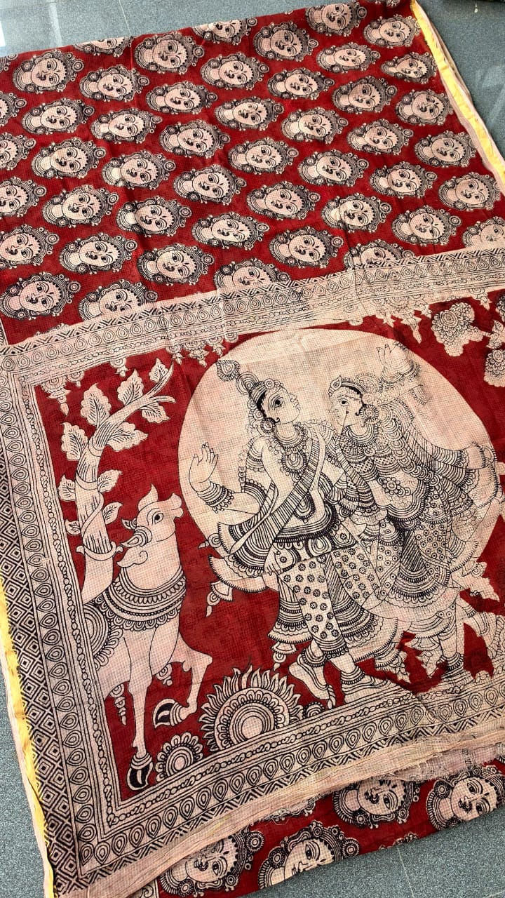 Kalamkari kota cotton saree-XG87 - Image 2