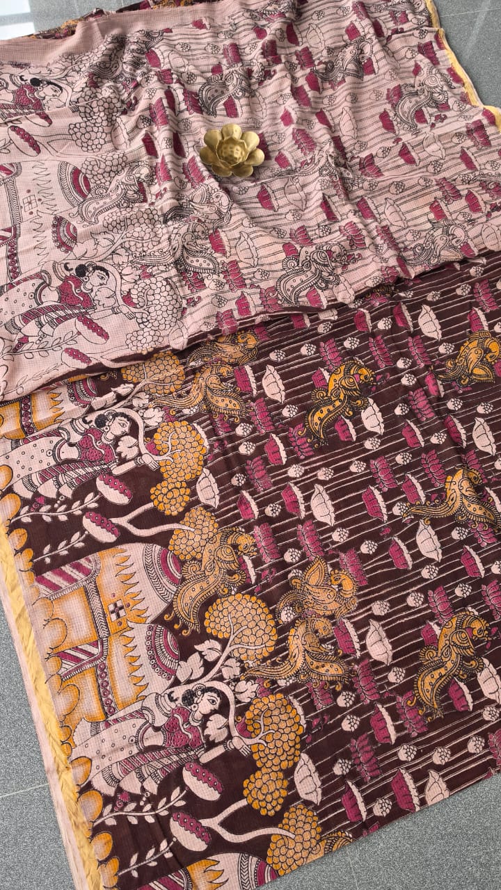 Kalamkari kota cotton saree-XG89 - Image 4