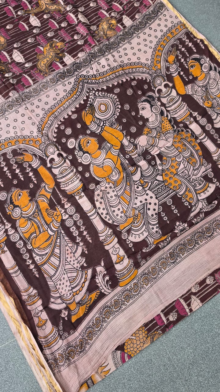 Kalamkari kota cotton saree-XG89 - Image 3