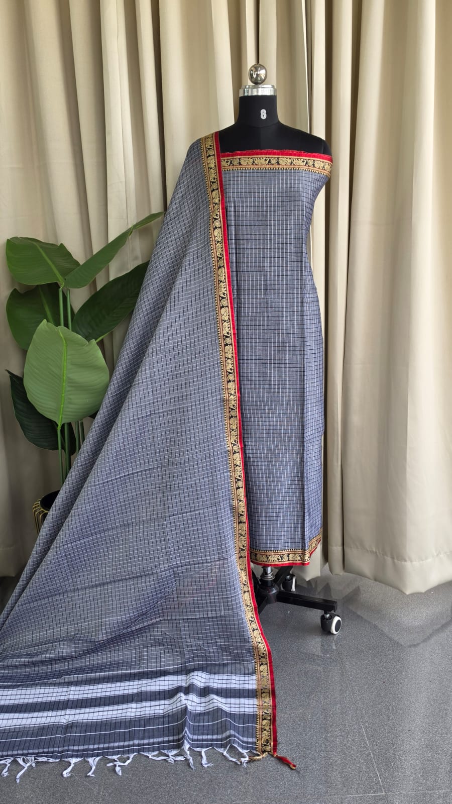Narayanpet mercerized checks cotton salwar-DH44