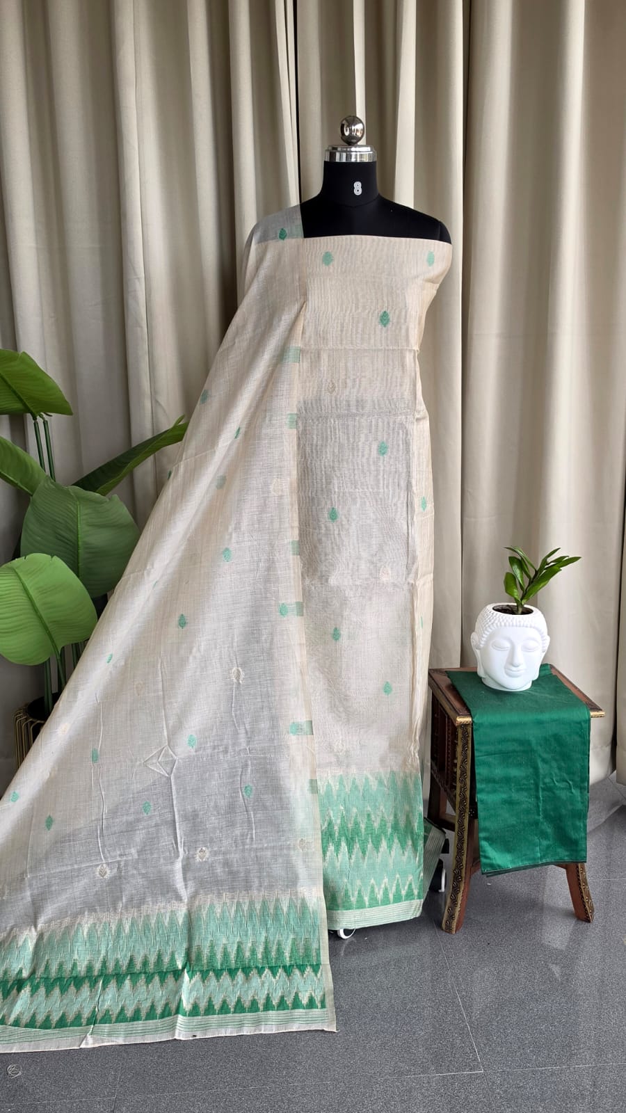 Tussar silk salwar-(green)-MG72 - Image 2
