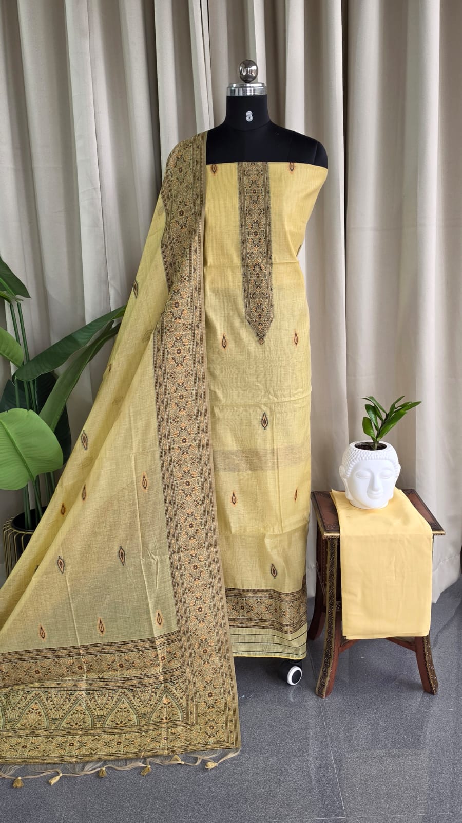 Munga silk salwar(pastel yellow)-MG 75 - Image 2