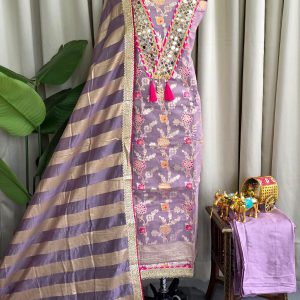 Banarasi salwar with mirror work &Lining(Lavender)-BN1