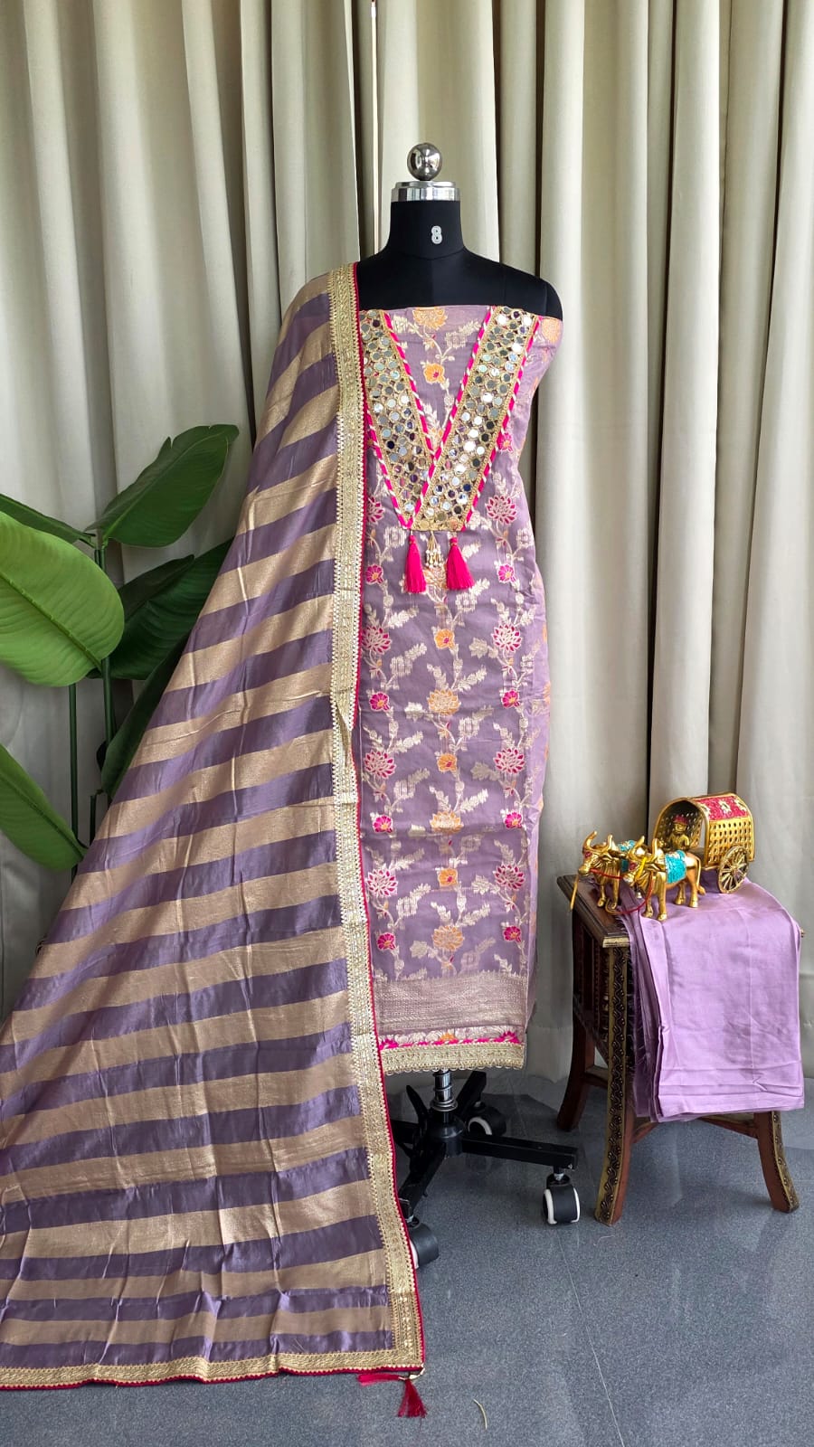 Banarasi salwar with mirror work &Lining(Lavender)-BN1