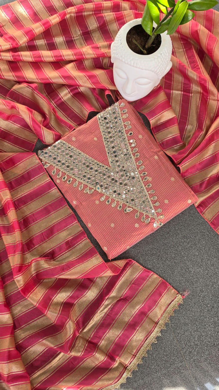 Banarasi salwar with mirror work and Lining(pink)-BN14 - Image 2