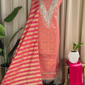 Banarasi salwar with mirror work and Lining(pink)-BN14