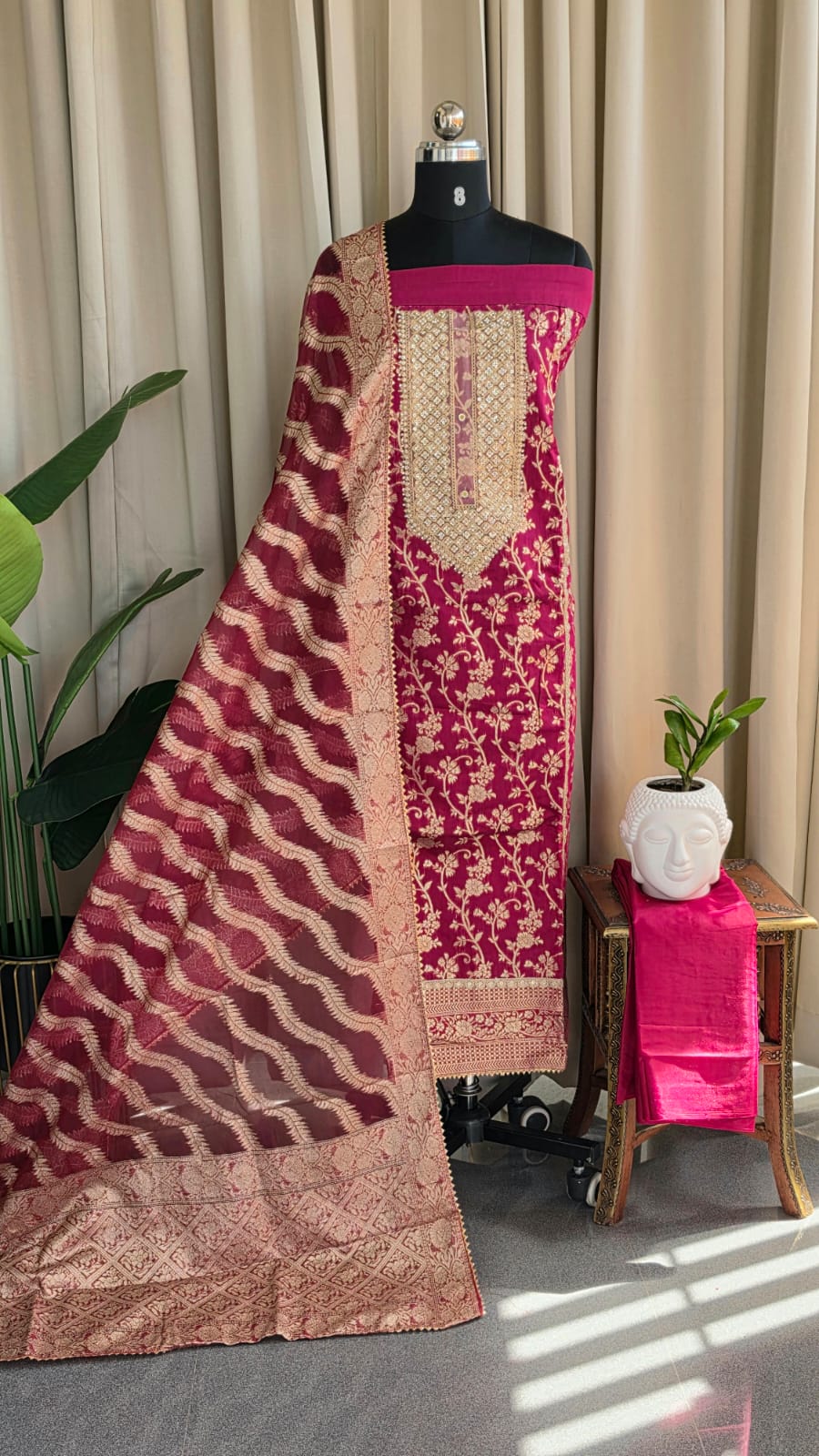 Banarasi salwar with Lining(mangeta pink)-BN17