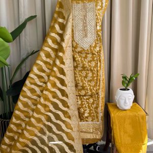 Banarasi salwar with lining(mustard yellow)-BN19