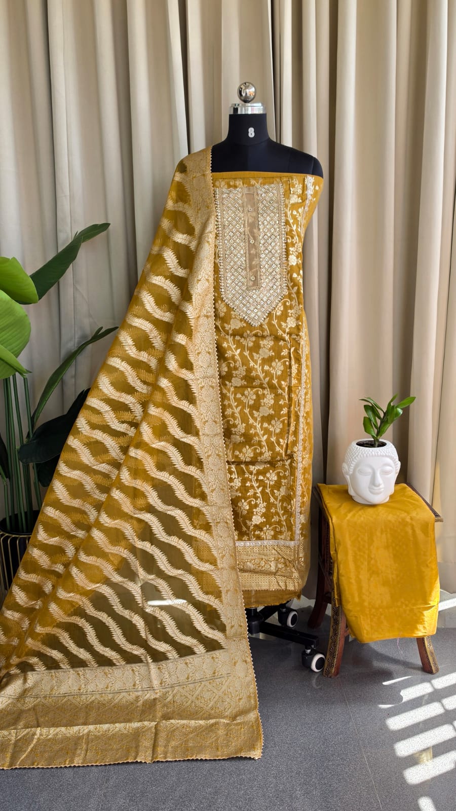 Banarasi salwar with lining(mustard yellow)-BN19