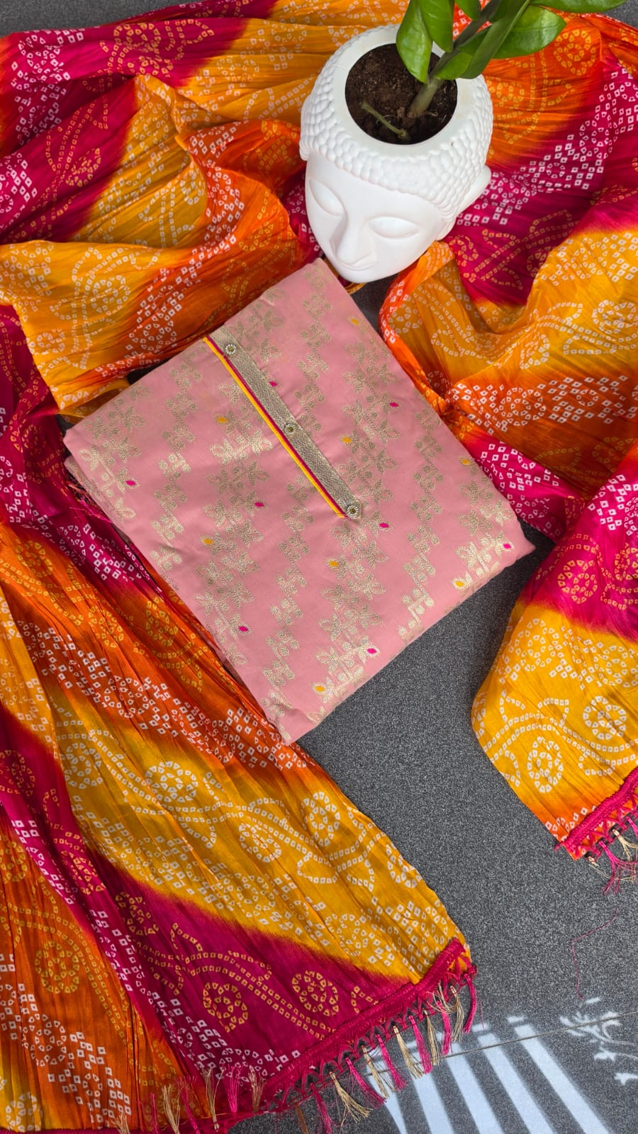 Banarasi salwar with bandhani dupatta(baby pink)-BN35 - Image 4