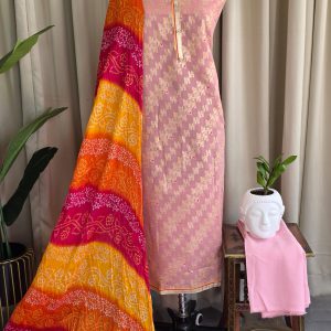 Banarasi salwar with bandhani dupatta(baby pink)-BN35