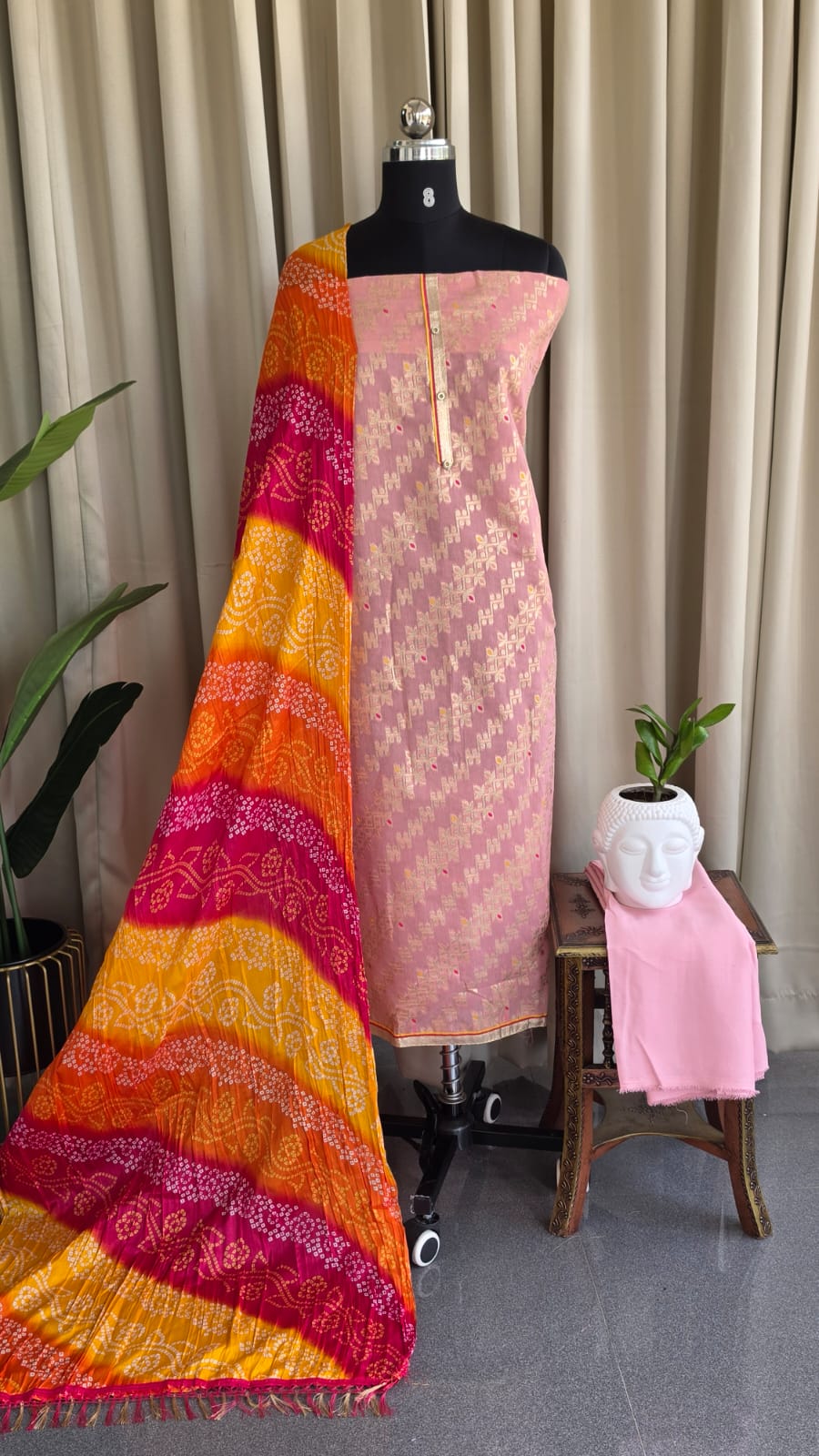 Banarasi salwar with bandhani dupatta(baby pink)-BN35 - Image 2
