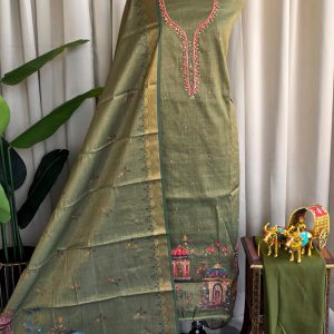 Premium linen shimmer salwar with handwork-GB20