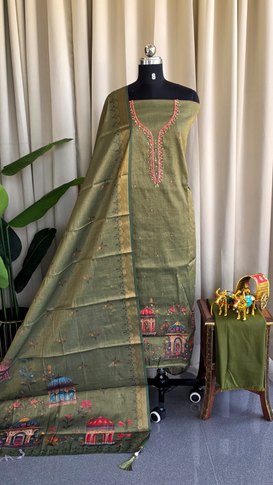 Premium linen shimmer salwar with handwork-GB20